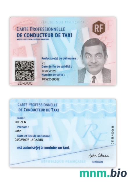Szablon legitymacji taksówkarza Francji w PSD